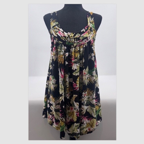 Rip Curl Dress Women XS Black Floral Sleeveless Tropical Rayon Short Beach - Picture 1 of 11